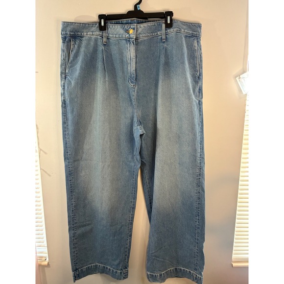 NWT J.Crew‎ Essential Wide Leg Crop Jeans Light Wash Denim Casual Boho Size 37 - Picture 1 of 7